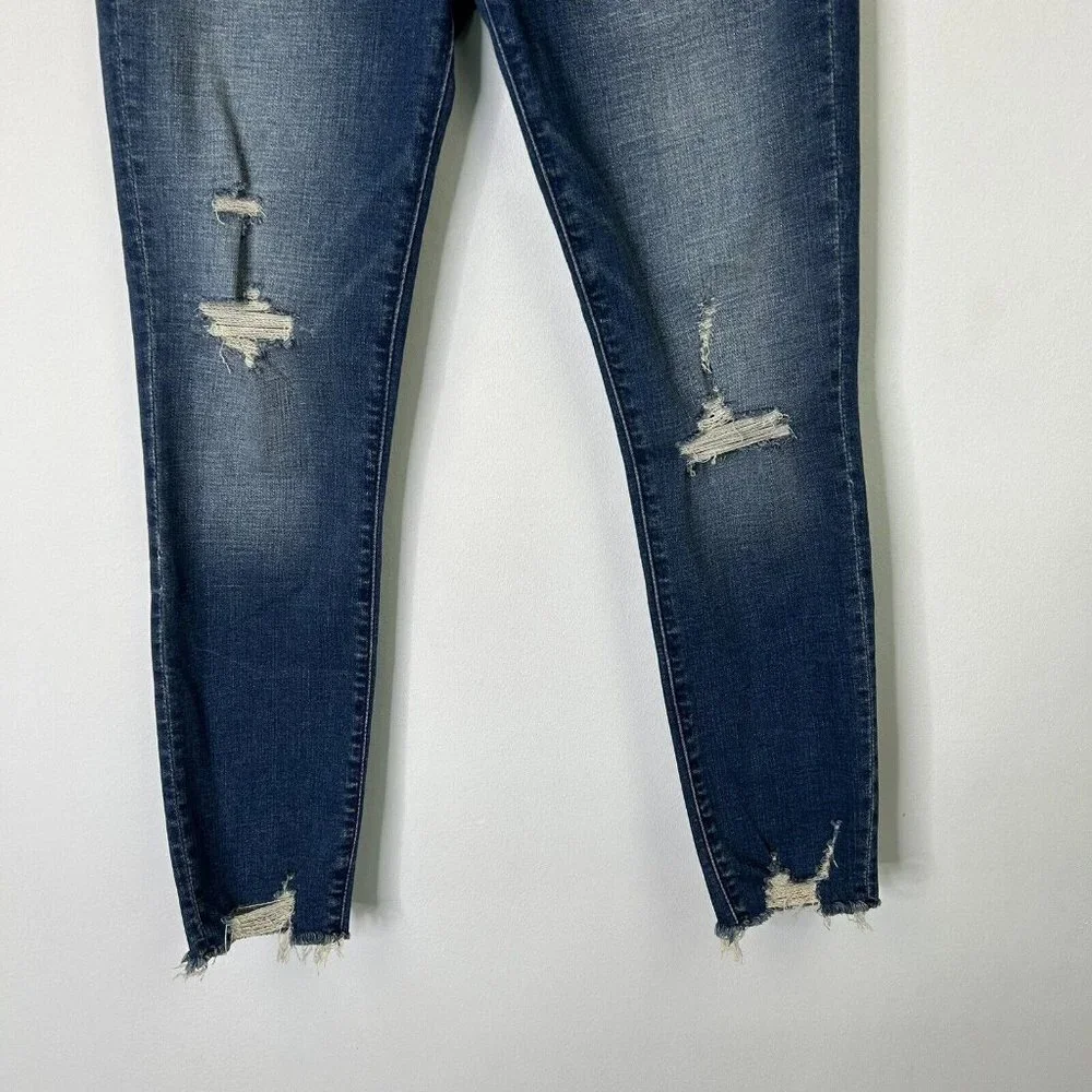 Abercrombie Fitch Super‎ Skinny High Rise Jeans Womens Size 27 Chewed Hem